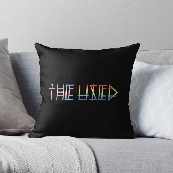 The used logo colorful Throw Pillow RB0301 product Offical theused Merch